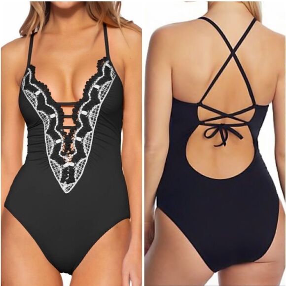 🆕BECCA Delilah Claire One Piece Plunge Swimsuit! - Picture 1 of 8